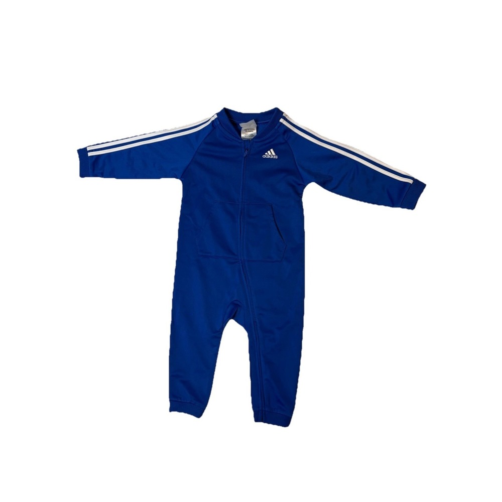 Adidas Baby Boys Blue White Stripe Track Jump Suit One‎ Piece Coverall 18M
